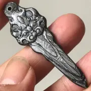 Aletai Iron Meteorite Etched Perfect Pendant Buddhist Weapons Vajra Pestle Carve