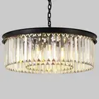 Modern Black Crystal Chandelier2-Tier Round Pendant Ceiling Fixture with Heig...