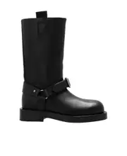 buckled-strap leather boots 35,36,37.5,37,38,39,40,41 black