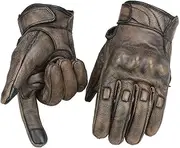 Milwaukee Leather MG7514 Men's Brown Leather i-Touch Screen Compatible Gel Palm Motorcycle Gloves W/Protective Knuckle