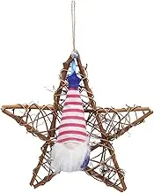 ANKROYU 4th of July Star Garland Patriotic Front Door Hanging Decor Faceless Doll Rattan Wreath Independence Day Wall Ornament for Porch Garden Party Decoration Red Blue Random Col (-3115220050814)