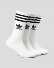 [adidas] adidas Men's Mid Cut Crew Socks 3 Pack in White/Black Size Large L White/Black