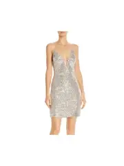 AIDAN AIDAN MATTOX Womens Beige Spaghetti Strap Mini Cocktail Body Con Dress 10