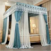 Bed Canopy Double-Layer Mosquito Net, 4-bar Support Bed Canopy, 2m High Dust-Proof Bed Curtain (Color : Style 1, Size : 200x220x200cm)