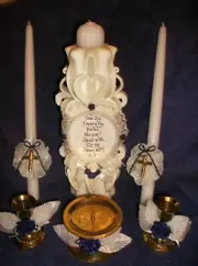 NEW 12 PC WEDDING UNITY CANDLES BRASS CANDLE STICKS TAPERS VOTIVE RINGS