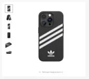 Genuine Adidas 3-Stripes Leather Style Black Back Phone Case iPhone 14 Pro 6.1