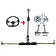 ATV Go Kart Steering Wheel Gear Rack Shaft Tie Rod Kit + 5" Wheel Hub Stub Axle