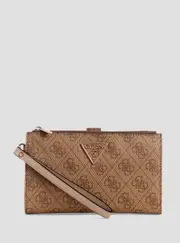 GUESS Women's Brown Logo Laurel Double Zip Organiser Wallet