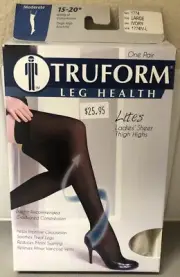 TRUFORM Lites Sheer Thigh High Compression Stockings 15-20mmHg (Ivory) Large