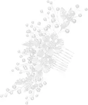 MERRYHAPY Flower Shaped Bridal Hair Comb with Pearls Elegant Headdress for Weddings Engagements and Special Occasions Beautiful Silver Design Accessory for Brides and Parties