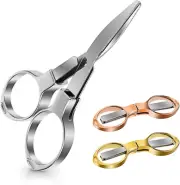 3 Pcs Stainless Steel Badge Reel Scissors, Safety Small Portable Folding Scissor