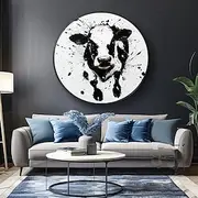 Hand Painted Oil Painting Abstract Cow Canvas Wall Art Colorful Canvas Art Large Textured Oil Painting for Home Wall Decor