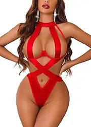 [Avidlove] Women Lingerie Sexy Bodysuit Strappy Teddy Lingeries One Piece Mini Babydoll with Underwire