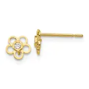14k Yellow Gold Children's CZ 5mm v Flower Earrings Madi K Kids Jewelry