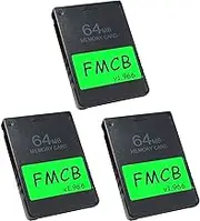 FMCB Free McBoot Card v1.966 for PS2 (3 Pack) - Plug and Play PS2 Memory Card - 64 GB Memory Card PS2 Runs Games in USB Disk or Hard Disk