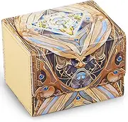 UAONO Card Deck Box for Yugioh, Trading Card Storage Box Holds 120+ Sleeved Commander Deck, PU Leather Suits TCG Magic Cards with 2 Dividers (Light Yellow,Puzzle)