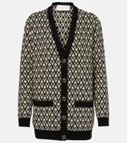 [Valentino] Valentino Toute La V virgin wool jacquard cardigan AU 10 black