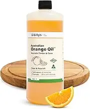 Gilly's Orange Oil 1 Litre | All-Purpose Natural Finish for Wooden Chopping Boards, Cutting Boards & Furniture | Essential Oil Blend for Cleaning, Restoring Cane, Bamboo & Wooden Surfaces
