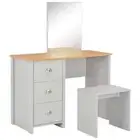 Dressing Table with Mirror and Stool Grey 3 Drawers Makeup Vanity Set vidaXL