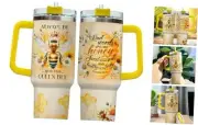 Queenhive, Tumbler 40 Oz With Handle Lid And Straw, Handle For Tumblers Bee