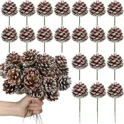 60 Pcs Rustic Christmas Pine Cones 1.96 Inch Christmas Tree Snow Pine Cone with