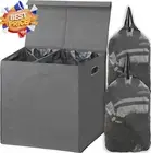 Simplehouseware 110L Double Laundry Hamper with Lid, Removable Bags, Dark Grey