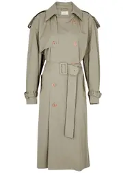 The Row June Double-breasted Cotton Trench Coat - Light Green - S (UK8-10 / S) S (UK8-10 / S)