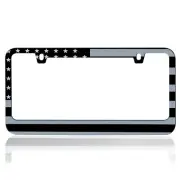 2X Stainless-Steel Metal Matte American USA Flag License Plate Frame Universal