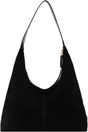 [Tellrain] Suede Tote Bag Women Fall Winter Vintage Casual Handbag PU Strap Zip Slip Pocket Matte Shoulder Bag