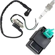 Amavoler Ignition Coil+5 Pin CDI Box+Spark Plug Replacement Parts Fits for Loncin Lifan Coolster Kazuma Buyang Apollo Taotao Roketa Etc 50cc 70cc 90cc 110cc Chinese Atv Quad Dirt Bike.