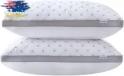 2X Premium Bamboo Cooling Pillows Medium-High Plush w/ 2 Quilted Protectors