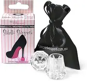 Stylish HIGH HEEL PROTECTORS! Diamond Faceted CRYSTAL CLEAR Heel Stoppers for stiletto shoes - ONE SIZE FITS ALL! Stop heels sinking in grass!