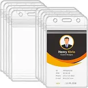 KTRIO 10 Pcs Badge Holders, Vertical ID Badge Holder with Waterproof Resealable Zip for Proximity/RFID/Credit Cards