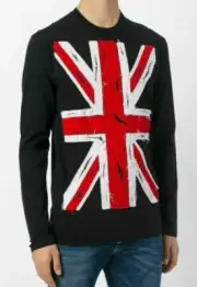 DSQUARED2 Jeans UNION JACK RIBBED VINTAGE USED LOOK SWEATSHIRT T-Shirt S