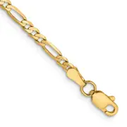 14K Yellow Gold 6 Inch 2.75mm Flat Figaro With Lobster Clasp Bracelet