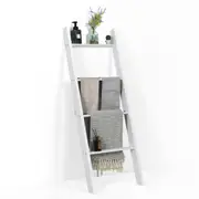 Giantex 4-Tier Wall Leaning Blanket Ladder Wood Blankets Holder Rack for Bathroom Living Room Bedroom White
