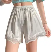 [Generic] Pettipants for Women Satin Anti Chafing Underwear Mid Thigh Boyshorts Shorts Lace Anti Glare Home Shorts