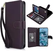 [Procarcasa] for Google Pixel 9 5G Wallet Case,for Pixel 9 Pro Case[7 Card Holders][Wrist Strap] PU Leather Wallet Shockproof Stand Kickstand Magnetic Clourse Phone Cover-Dark Purple