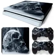 For PS4 Slim Skin Console & 2 Controllers Skulls Vinyl Decal Wrap