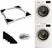 automoris Washer Dryer Stacking Kit 27 inch,Universal 24"/25"/ 26"/27" Washer and Dryer Stackable,Adjustable Stacking Kit for Washing Machine and Dryer,Connecting Frame with Ratchet Strap