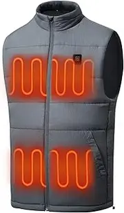 [UVSAI] Men's Heated Vest Water-resistant USB Rechargeable Washable Electric Winter Heating Vests (Battery Pack Not Included)