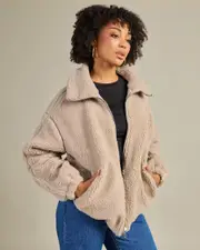 [Ava And Ever] Ava And Ever Women's Pinnacle Faux Fur Jacket in Taupe Size 6 6 Taupe