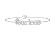 Silvertone Fearless Inspirational Message Stencil Wire Hook Clasp Bracelet