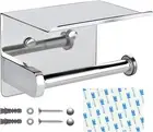 Self Adhesive Toilet Paper Holder with Phone Shelf LVYOUIF Polished Chrome