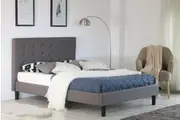 Istyle Alexis Button Double Bed Frame Fabric Grey