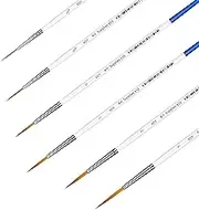Rigger Artist Paint Brush 6 Piece Set, Extra Long Fine Point Liner Tip for Scale Models Nail Acrylic Oil Watercolor #000#00#0#1#2#3