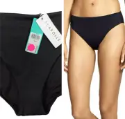 NWT Seafolly 40041-065 Goddess Retro Power Pant Mid Rise Bikini Bottoms Gray 10