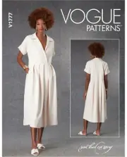 VOGUE SEWING PATTERN 1777 MISSES 16-26 EASY LOOSE DRESS W/ WRAP BODICE & PLEATS