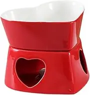 FytStycale -Fire Kettle Bowl Warmer DIY Craft Ornament with 4 Forks Butter Mini Fondue Pot for Valentine's Day Kitchen and Home, Red