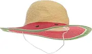 [Baluue] Elegant Wide Brim Watermelon Pattern Sun Hat for Girls Breathable Casual Cap for Beach Outdoor Daily Wear